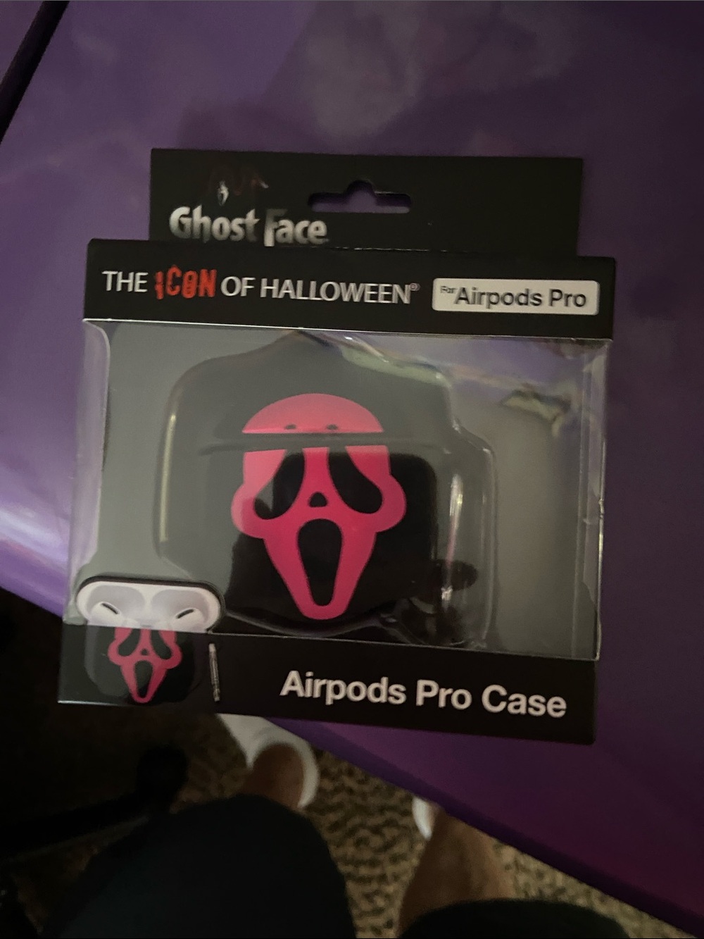 Ghostface Pink on Black AirPods Pro Case - Halloween Design